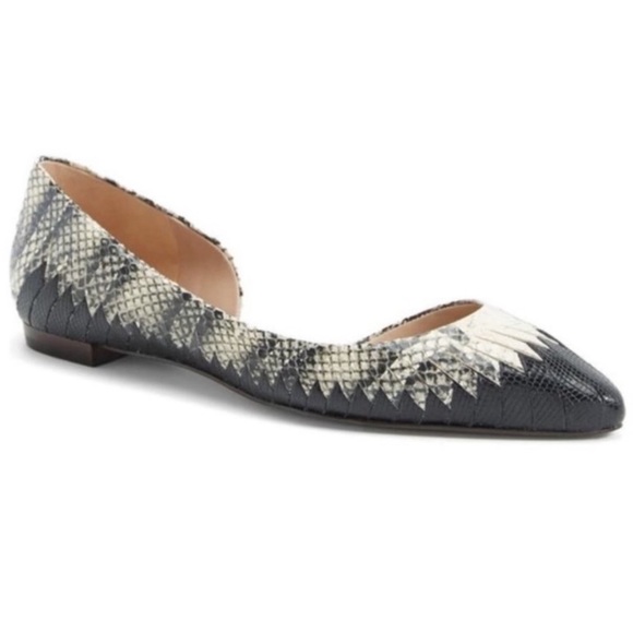 Tory Burch Shoes - Tory Burch D'Orsay Snakeskin Print Leather Flats